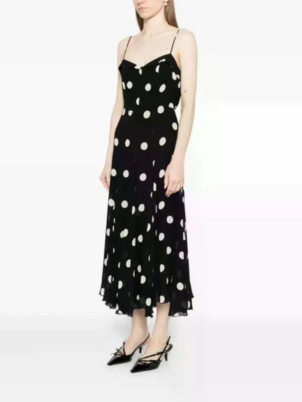 New Reformation Fredo Moon Polka Dot Midi Dress Size 4 NWT - Picture 7 of 15